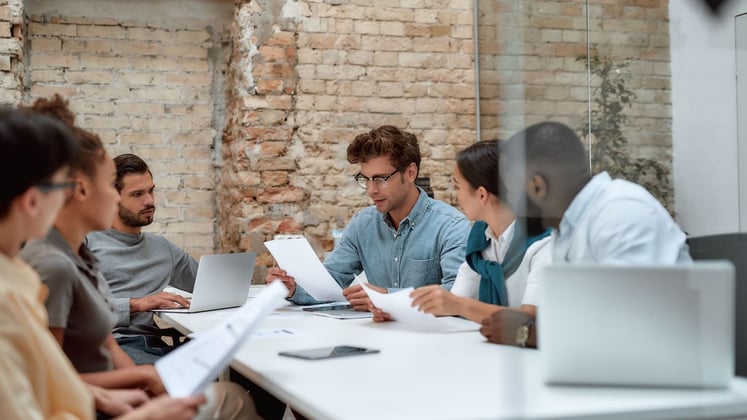 Group of people working at a smart office 