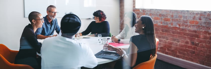 A group of employees meeting