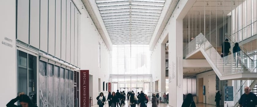 A busy office building