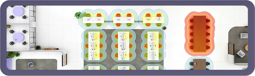 Diagram showing spatial data unification, sensor integration, and real-time occupancy analytics