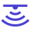 Blue Wi-Fi or signal wave icon under a horizontal bar
