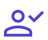 Blue user profile icon with a checkmark