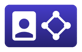 Workplace leader profile icon with desk layout symbol