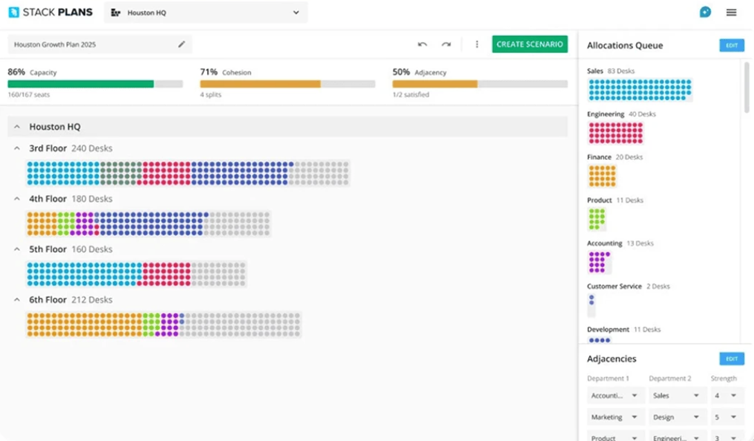 OfficeSpace Software floor view showing allocations