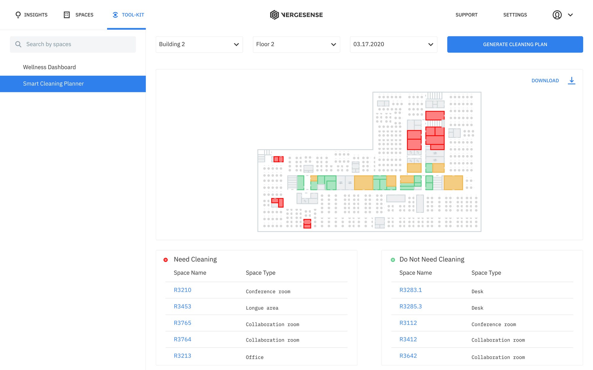 VergeSense's Smart Cleaning Planner