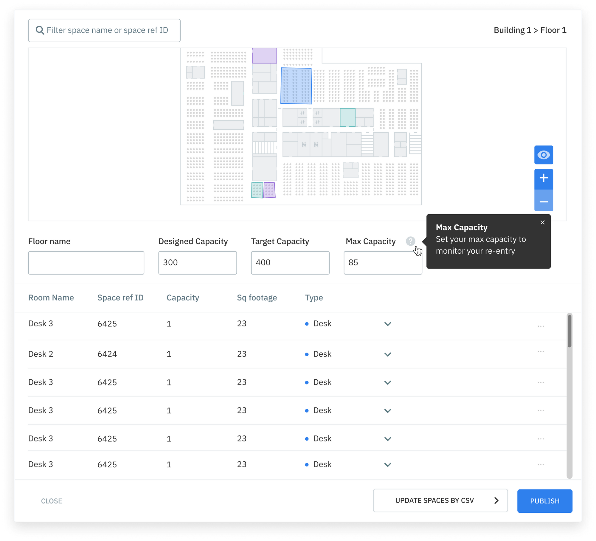 Setting Max Utilization Rates on the VergeSense Dashboard