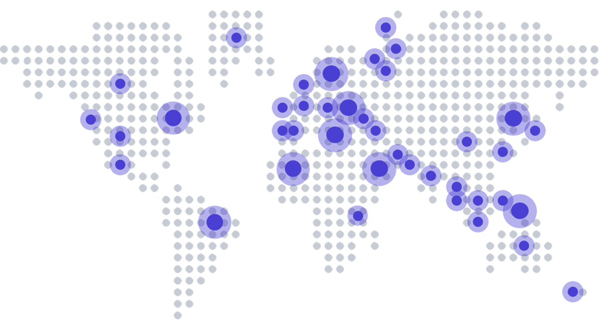 World map graphic showing global presence and office locations World map graphic showing global presence and office locations
